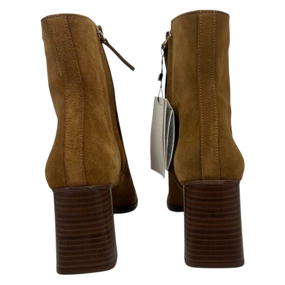 Mango Round Toe Heel Suede Ankle Boots Medium Brown Size 39/ 8.5 - Picture 8 of 11
